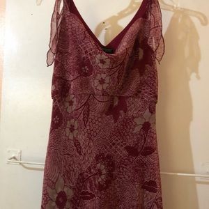JONATHAN MARTIN Wine red flower-printed dress
